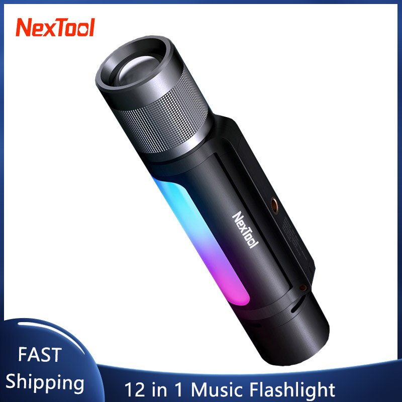 Nextool 12 1 손전등 방수 캠핑 빛 미니 스피커 USB-C 모바일 전원 줌이 가능한 휴대용 비상 빛